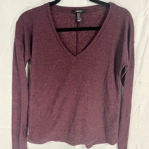Forever 21 long sleeve v neck burgundy comfy shirt size small
